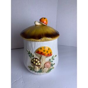 Vintage 1978 Sears Merry Mushroom Ceramic Canister Jar Made in Japan Retro 8.5"